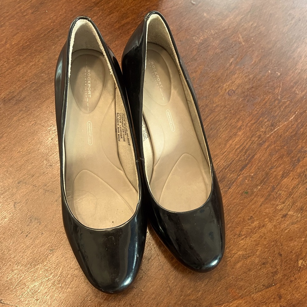 Black patent leather heels by Rockport